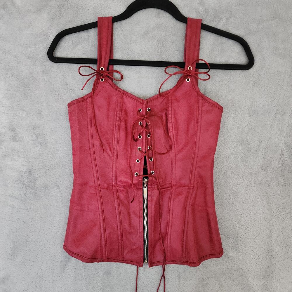 Charmian Red Corset Adjustable Top Goth Vampy Renaissance Festival Small
